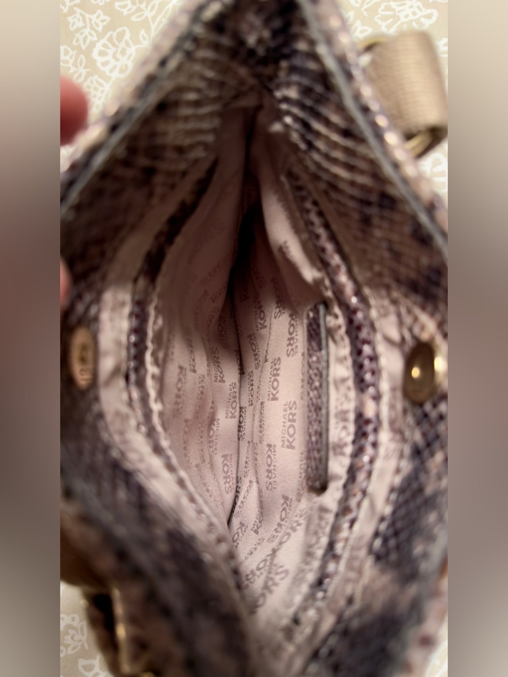 MICHAEL KORS  Fulton Logo Snake Print Crossbody Messenger Bag - Picture 6 of 11